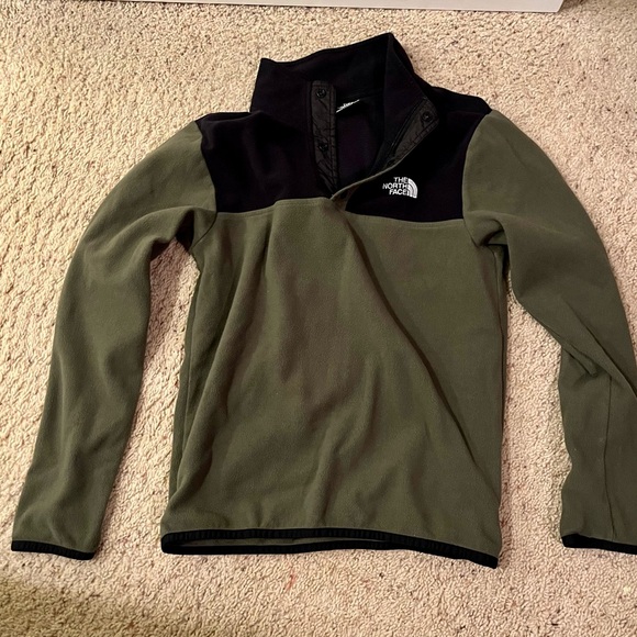 The North Face Green/Black Fleece Sweatshirt Pullover Youth Large Boys Unisex - Picture 1 of 3